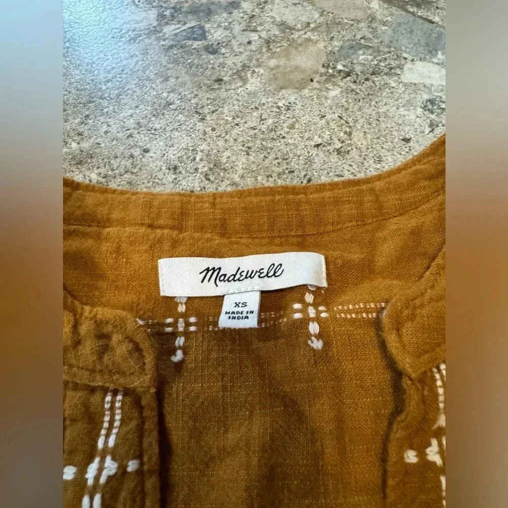 madewell lakeline popover top mustard yellow - Picture 2 of 5